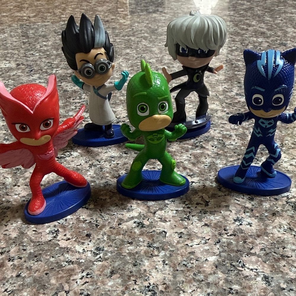 ✨ PJ Masks Figure Set – Lot of 5 – Catboy, Gekko, Owlette + 2 Villains ✨